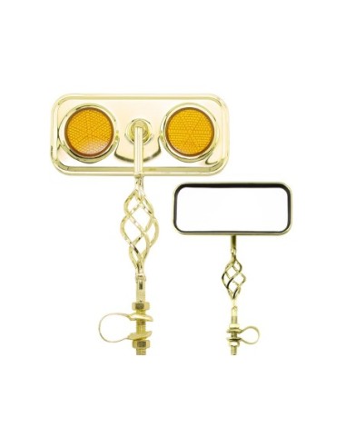 Rectangle Cage Mirror Gold Amber Reflectors.